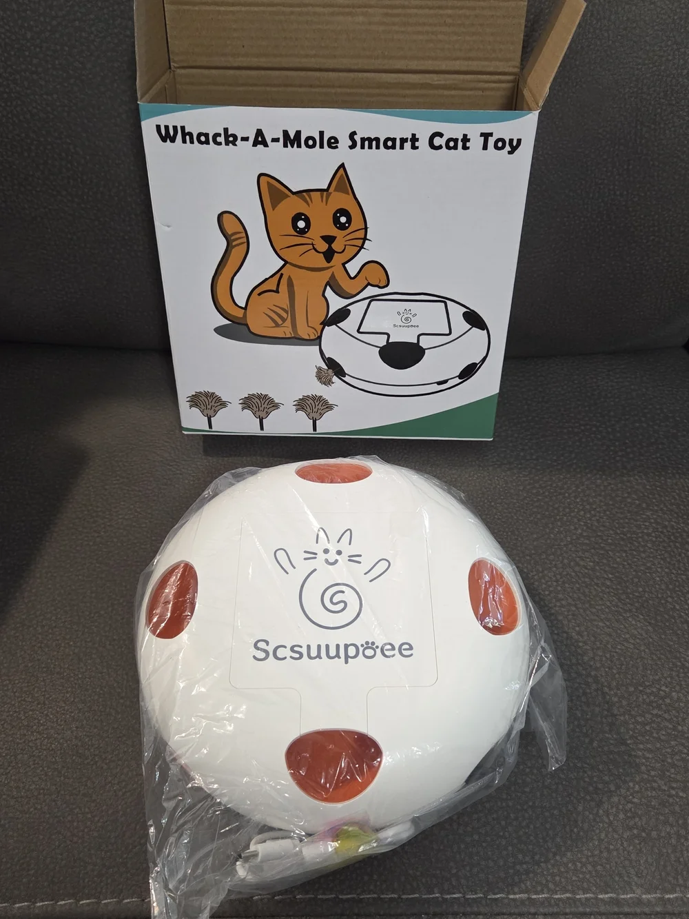 NIB - White and Orange Whack-A-Mole Smart Cat Toy